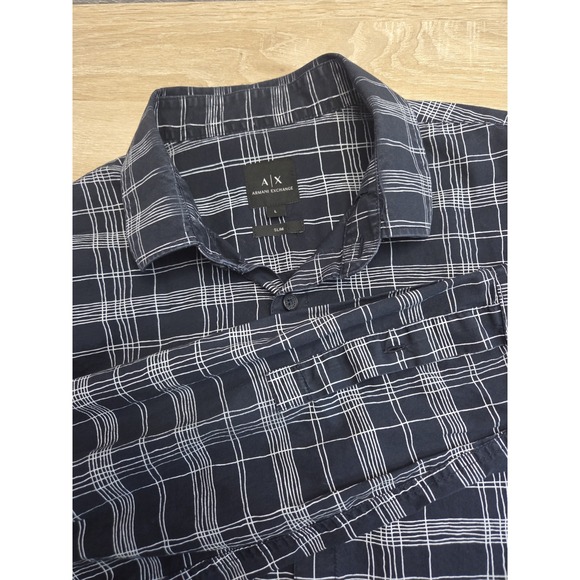 Armani Exchange Other - Armani Exchange Men's Long Sleeve Button Down Shirt Slim Fit Navy Blue Sz L